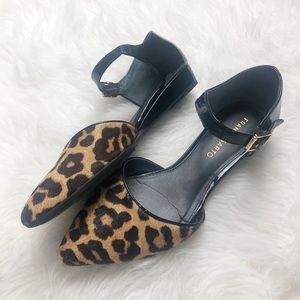 Franco Sarto leapord print calf hair dress shoes